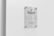 Glass Sign Plate on White Wall Mock, a Product Mockup by graphypix (Thumbnail 5 of 6)