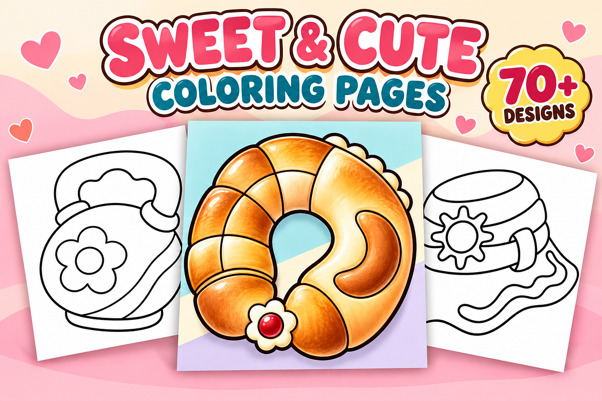 Sweet & Cute Coloring Pages Vol. 3, an Object Illustration by Inkivelle Studio (Photo 1 of 3)