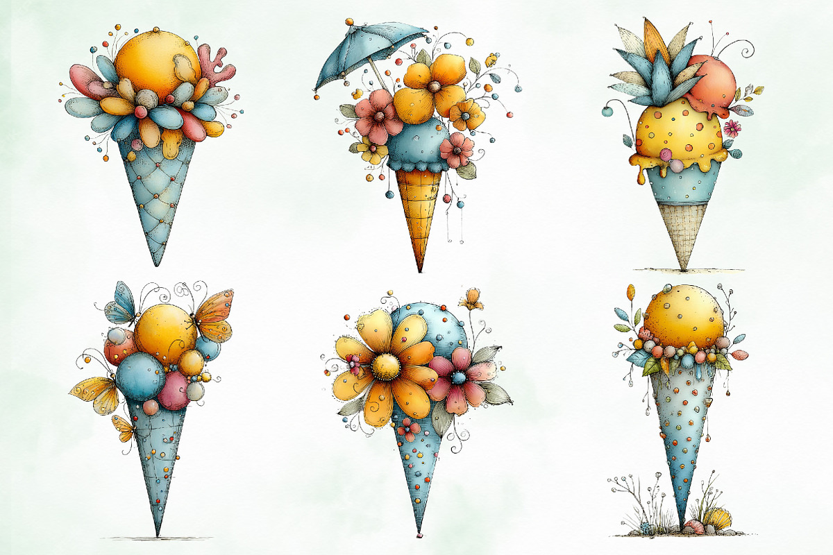 Whimsical Summer Beach Ice Cream, an Object Illustration by Creative Art (Photo 4 of 8)