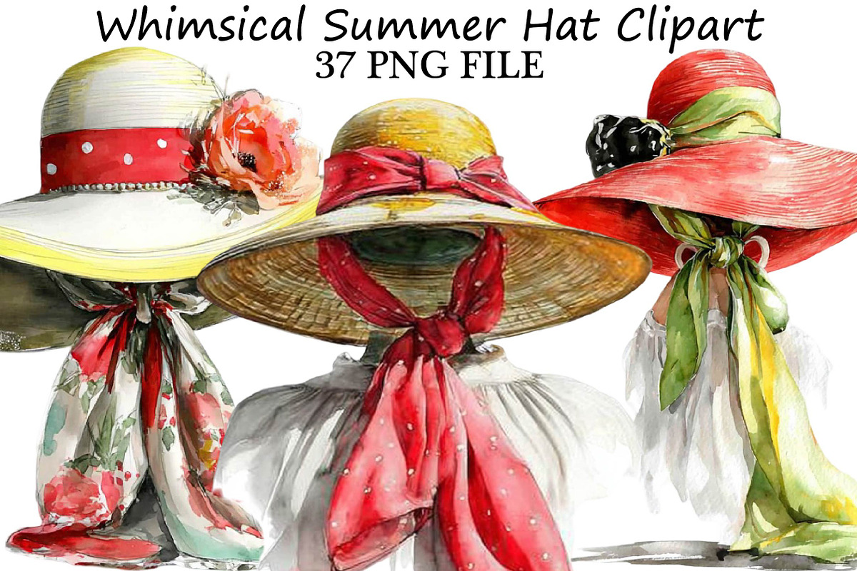 Whimsical Summer Hat Clipart, an Illustration by DreamPrint404 (Photo 1 of 7)