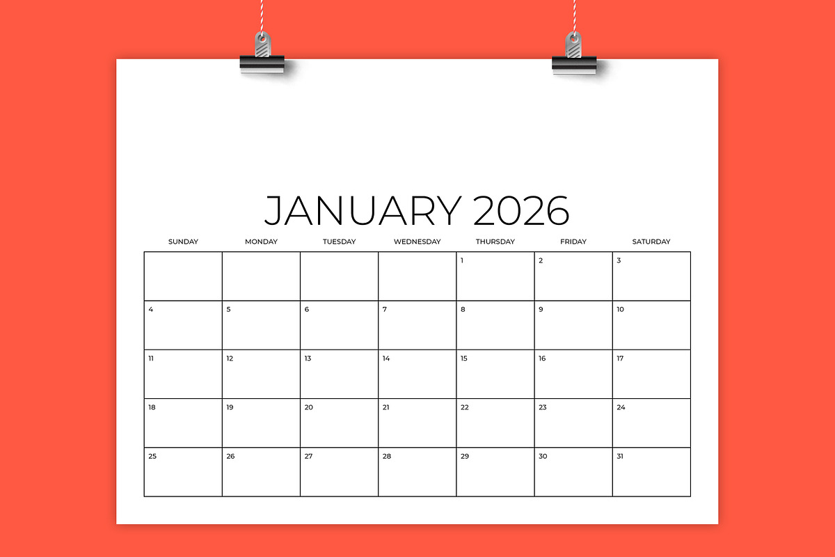 2026 8.5x11 Inch Blank Calendar Temp, a Stationery Template by Running With Foxes (Photo 1 of 8)
