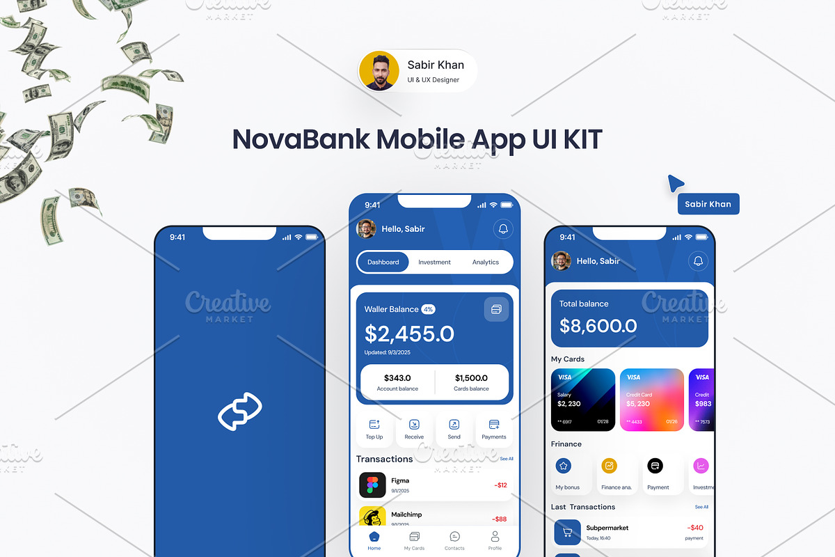 NovaBank – Modern Banking App UI Kit, an UI Kit Template by DesignBox (Photo 1 of 3)