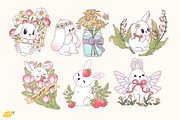 Bunnies in Bloom Clipart Bundle, an Object Illustration by LemonDesign (Thumbnail 2 of 3)