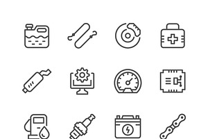 Set of car related line icons, an Outline Icon by motorama