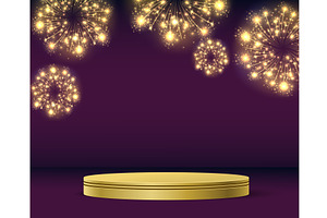 Realistic golden podium and bright, an Illustration by Vectorbuum