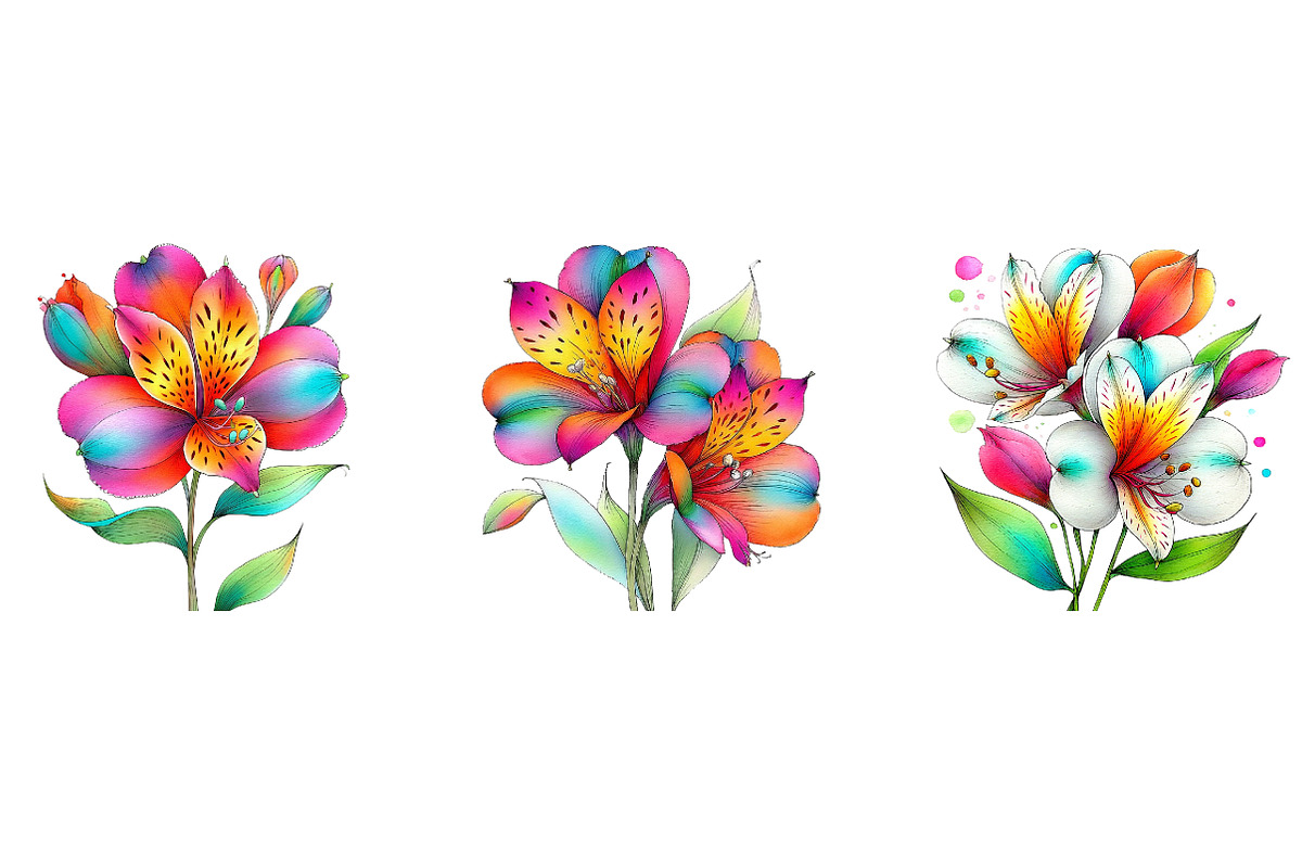 Spring Alstroemeria Flowers Clipart, an Illustration by Designworld (Photo 4 of 4)