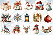 Vintage Noel Retro Christmas Clipart, an Illustration by designcity5 (Thumbnail 3 of 5)