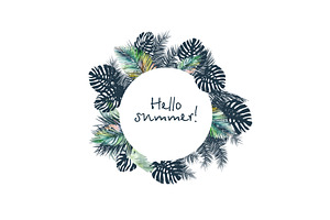 Palm leaves background for text, an Illustration by Nenahliadava Design