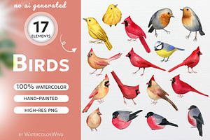 Birds Watercolor Clipart