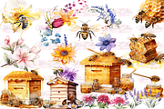 Honey Bee Watercolor Clipart, a Decorative Illustration by Watercolor Digital (Thumbnail 4 of 7)