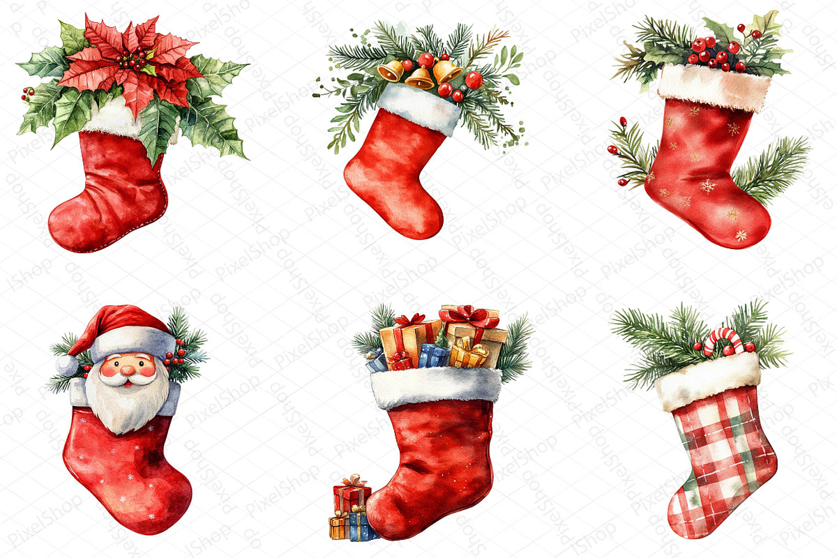 Christmas Stokings Clipart, an Illustration by DreamPrint404 (Photo 3 of 7)