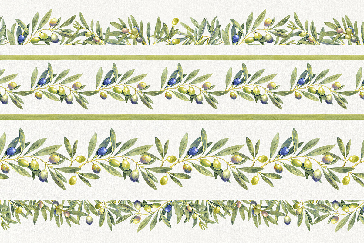 Olive Branches Watercolor Clipart, a Food Illustration by YarovaArt (Photo 25 of 28)
