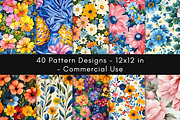 SUMMER FLOWERS SEAMLESS PATTERN, a Pattern Graphic by UniqueMe (Thumbnail 6 of 11)