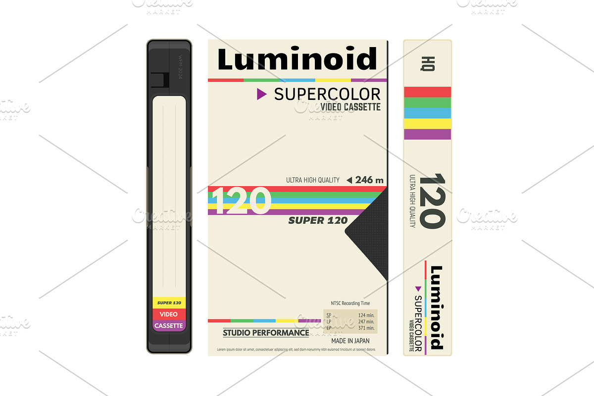 Retro VHS video cassette cover, an Illustration by SkyVectors