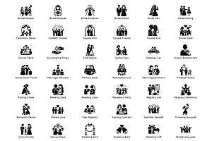 50 Wedding & Marriage Icon Set, an Icon by Symbolic Language