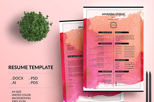 Water Color CV / Resume Template / N