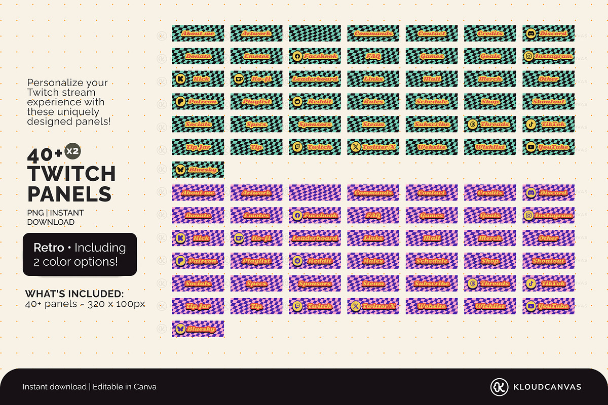 Twitch Panels - Retro Checkered, a Social Media Template by KloudCanvas (Photo 2 of 3)