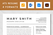 Modern Executive Resume Template, a Resume Template by ResumeInventor (Thumbnail 1 of 9)