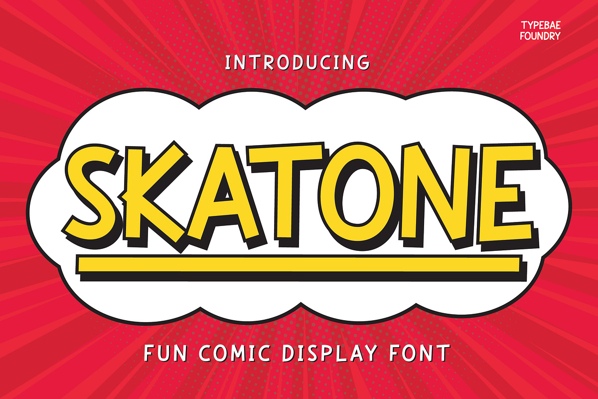 Skatone - Fun Comic Display Font, a Sans Serif Font by Typebae (Photo 1 of 7)