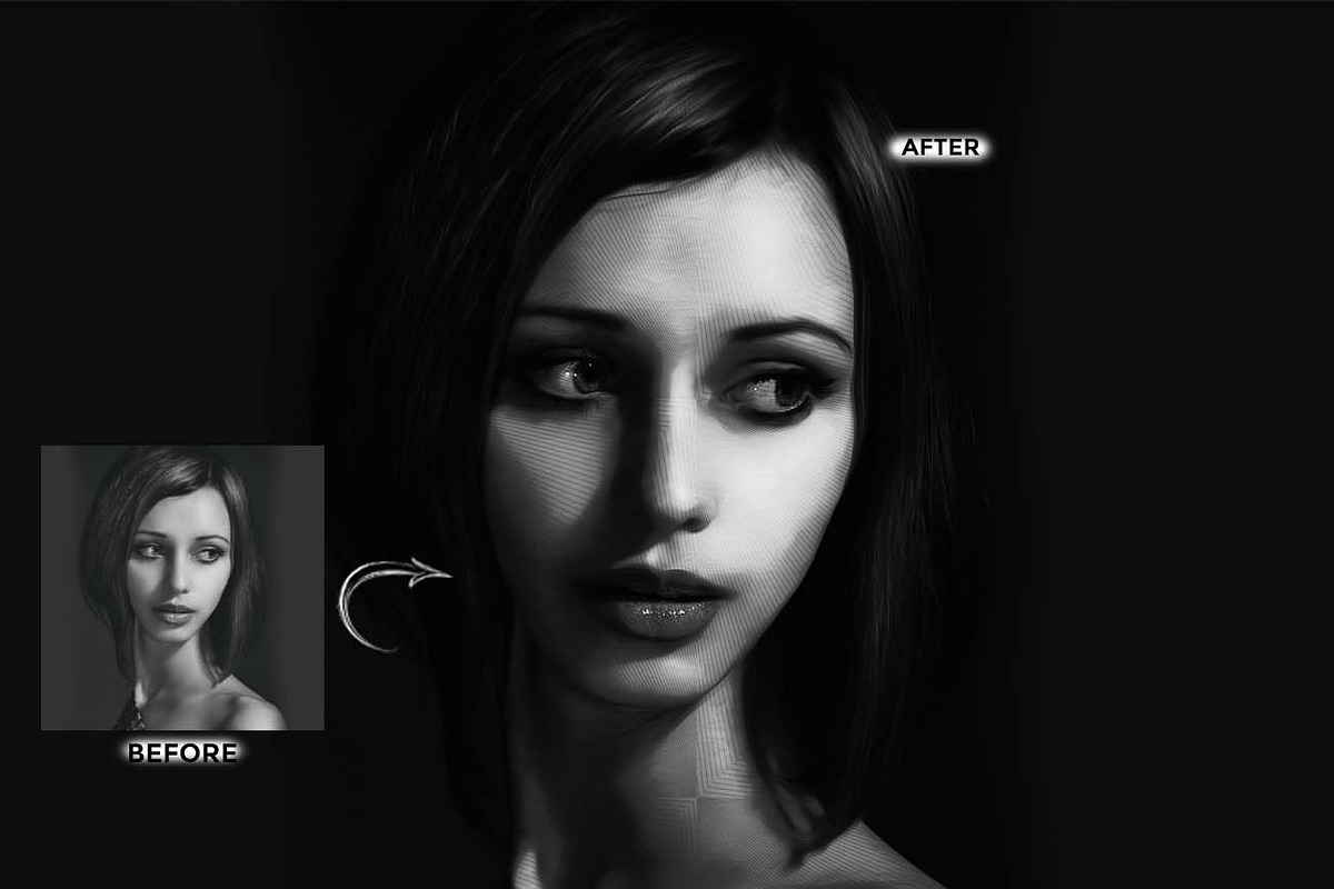 Steel Plate Portrait FX Ps Action, an Action Add-On by Studio Retouch (Photo 7 of 10)