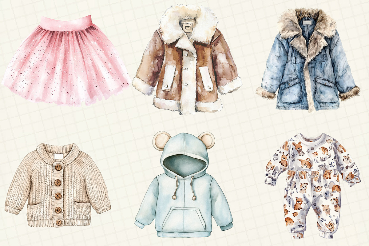 Watercolor Kids Clothing Clipart, an Illustration by OK Design (Photo 3 of 5)