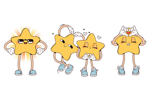 Cheerful Groovy Star Mascots