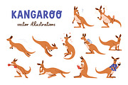Cute happy kangaroo animals set, an Animal Illustration by Good Studio (Thumbnail 1 of 15)