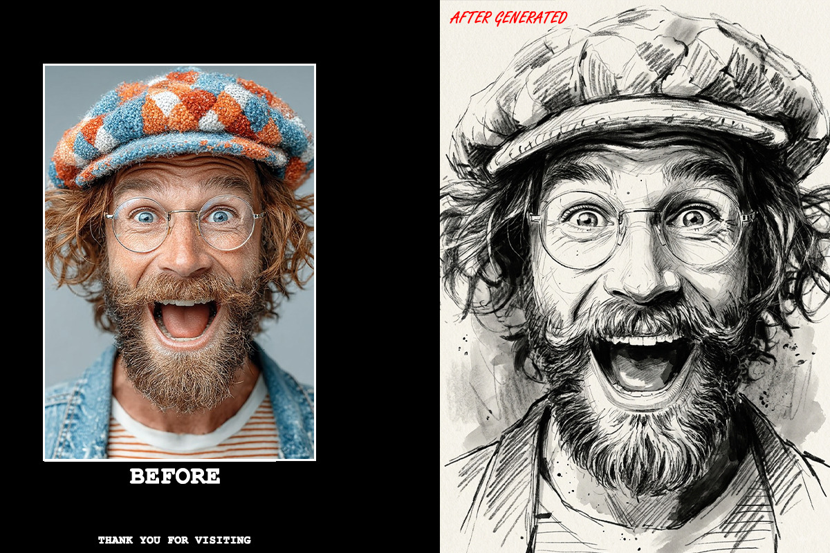 Charcoal ink Sketch AI Prompt, an Action Add-On by 3d_model_tifotizi (Photo 4 of 4)