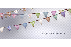 Flag garland with colorful pennant, an Object Illustration by art PVP - market