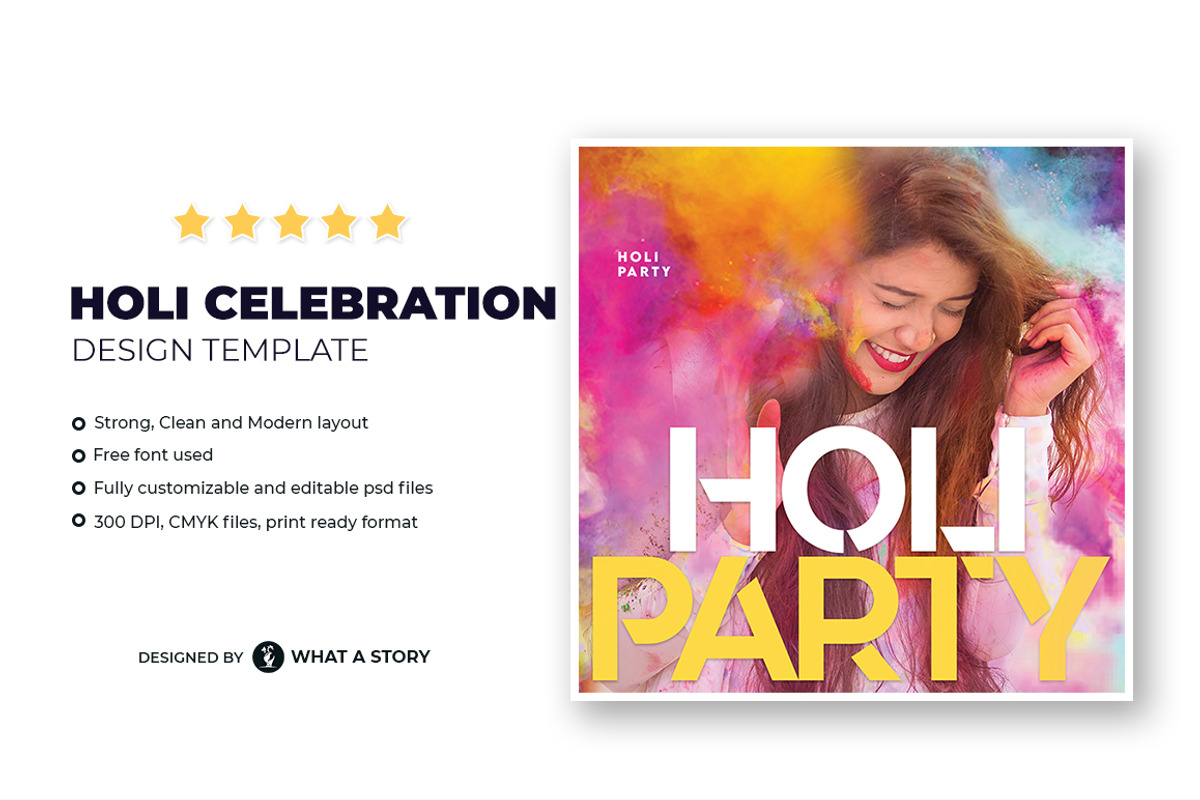 Holi Celebration  Flyer Template, a Flyer Template by What a Story