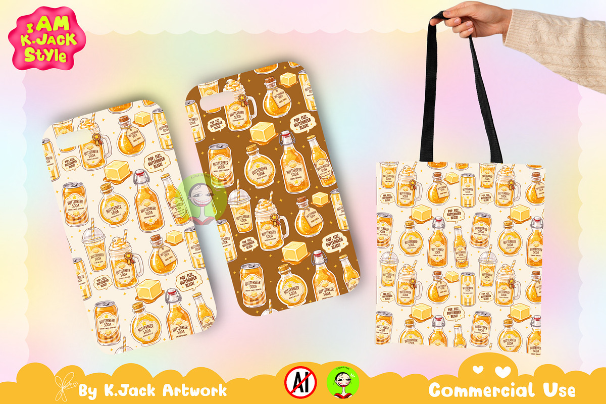 Cute ButterBeer Soda Seamless, a Background Graphic by K.JackArtwork (Photo 4 of 8)