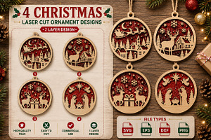 Christmas Laser Cut Ornament SVG, an Object Graphic by YA Design