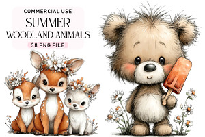 Whimsical Summer Animals Clipart, a Seasonal Illustration by Daily.Designs