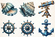 Watercolor Blue Nautical Collection, an Illustration by Libby Wishes (Thumbnail 3 of 7)