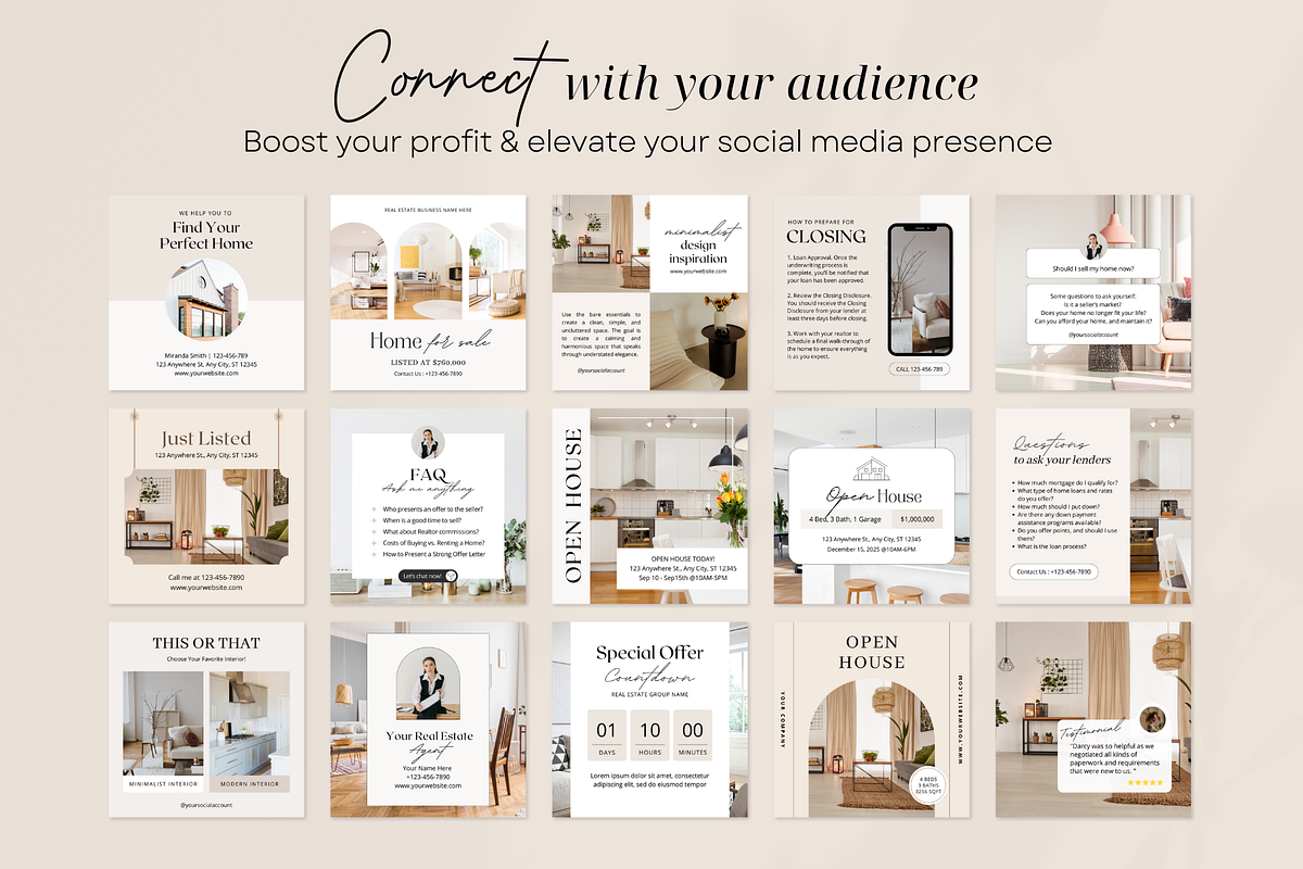 Real Estate Instagram Post Templates, a Social Media Template by ShopRShop (Photo 3 of 10)