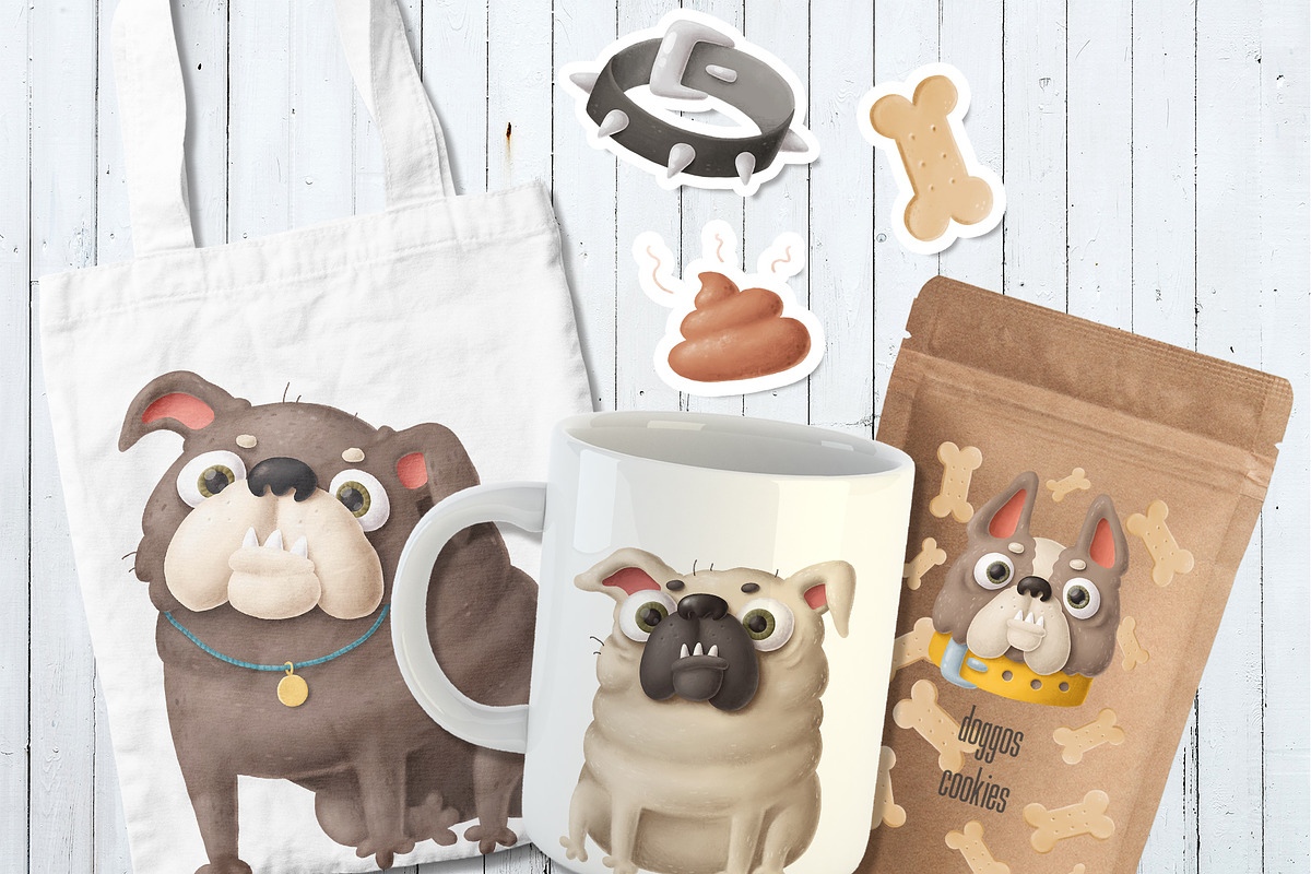 Bulldog characters clipart, an Illustration by Anastasiya Klempach (Photo 4 of 8)