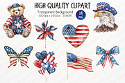 4th of July Watercolor Clipart PNG, a Decorative Illustration by Maysa Art (Thumbnail 3 of 5)
