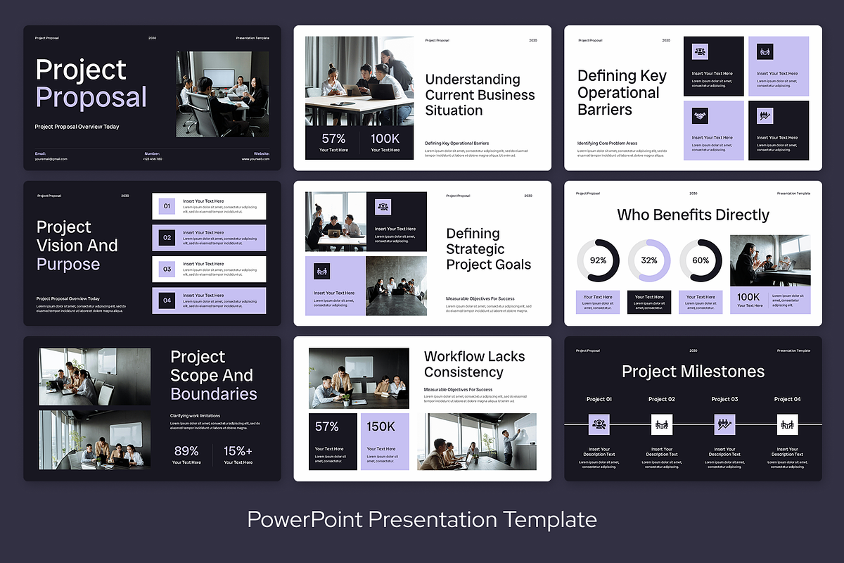 Purple White Project Proposal, a Presentation Template by Sixtemp (Photo 2 of 3)