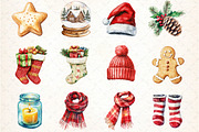 Watercolor Comfort Christmas Clipart, an Illustration by DreamCafeArt (Thumbnail 4 of 5)