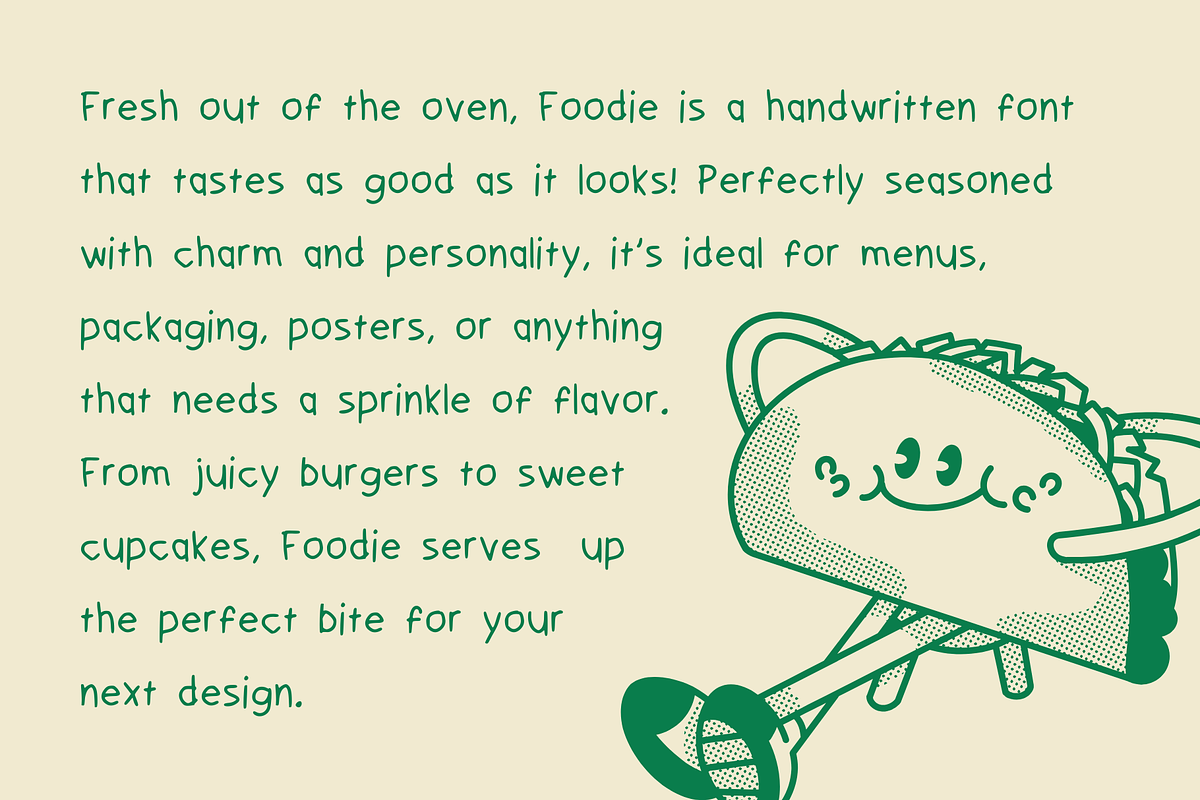 Foodie - Handwritten Font, a Handwritten Font by BiancaXavier (Photo 2 of 7)