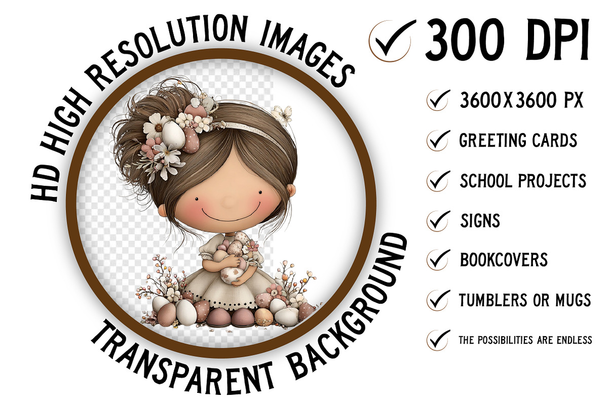 Whimsical Easter Girl Clipart Png, an Illustration by Craft Nest (Photo 2 of 11)