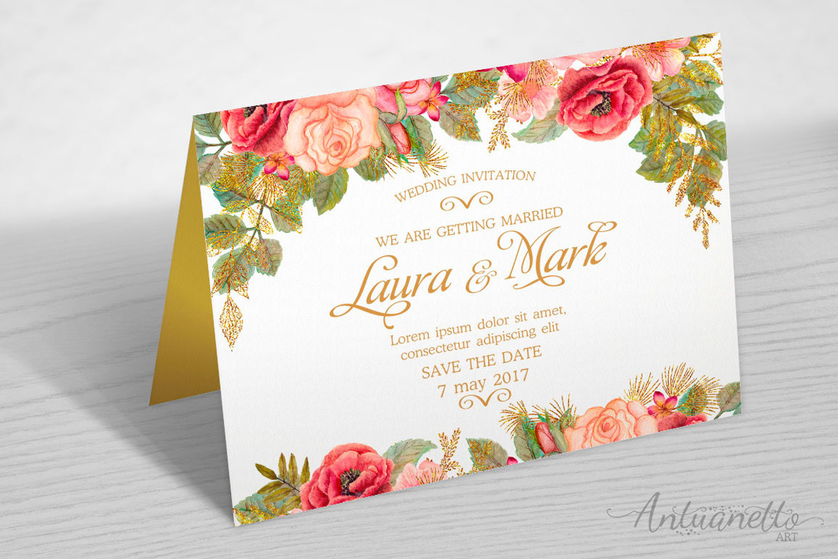 Watercolor glitter floral headers, a Decorative Illustration by antuanetto (Photo 5 of 5)