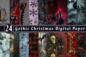 Gothic Christmas Digital Paper Clipa