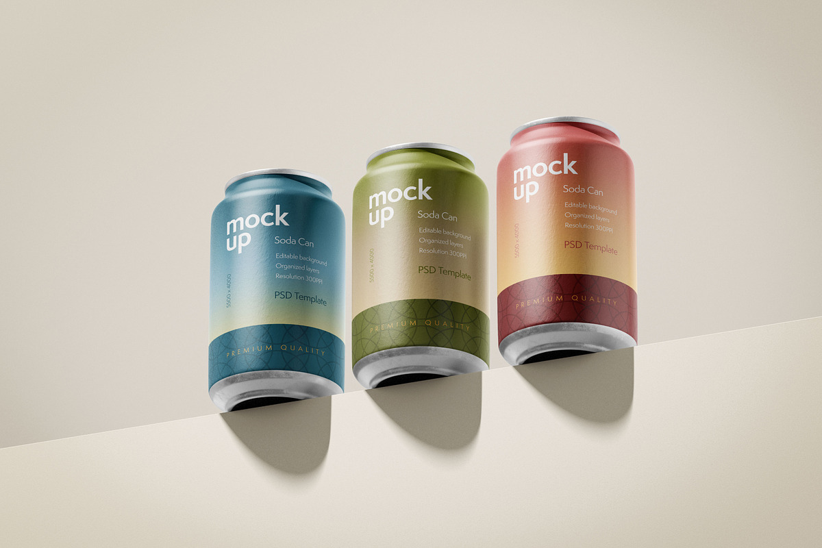 Soda Can Mockup Set, a Packaging Mockup by Deeplab (Photo 11 of 12)