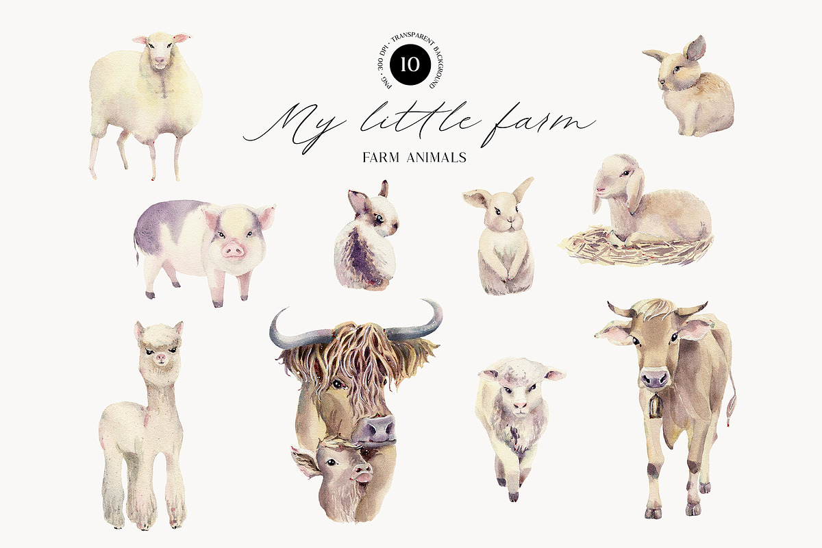MY LITTLE FARM Watercolor set, an Animal Illustration by Lemaris (Photo 7 of 12)