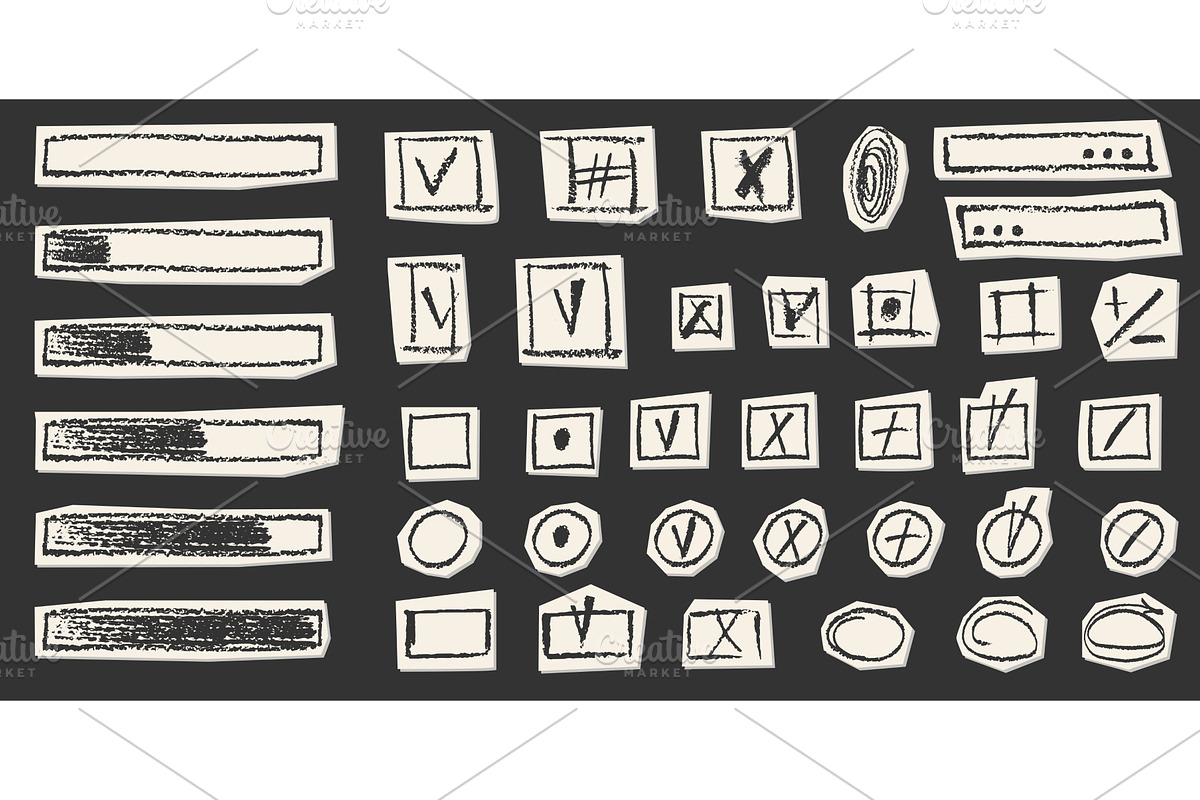 Doodle tick symbols with pencil, an Object Illustration by Zimages