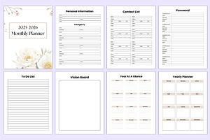 2025-2026 Monthly Planner Canva Kdp