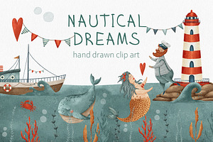 Nautical hand drawn clip art