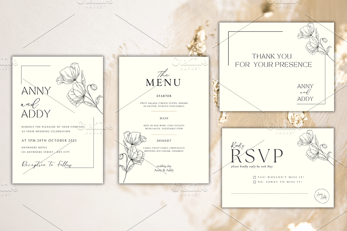 Minimalist Wedding Invitation Suite!, a Print Template by TheSimplySereneShop (Photo 1 of 5)