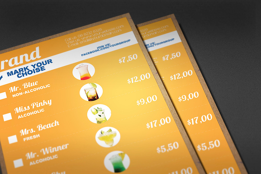 A5 chek menu template, a Brochure Template by Tzochko